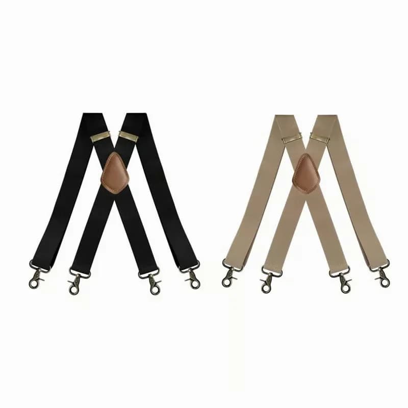 Adjustable X-Back Work Suspenders, Black/Beige/Coffee/Grey - View 11