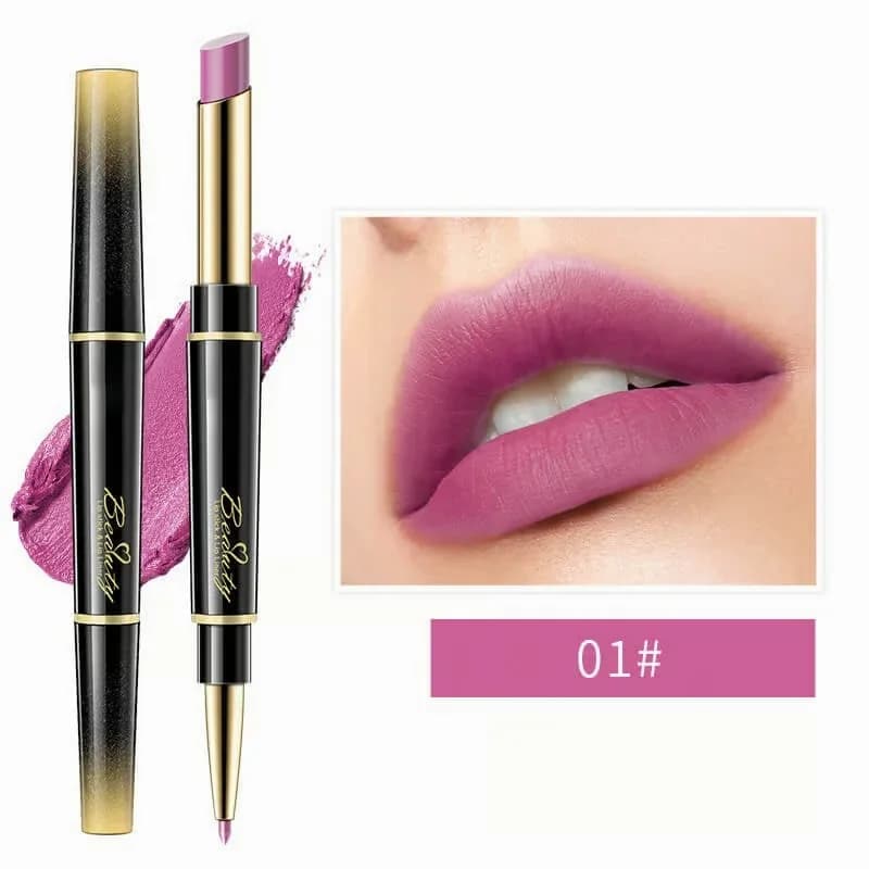 Double-Ended Matte Lip Liner & Lipstick – Waterproof, Non-Fading - View 1