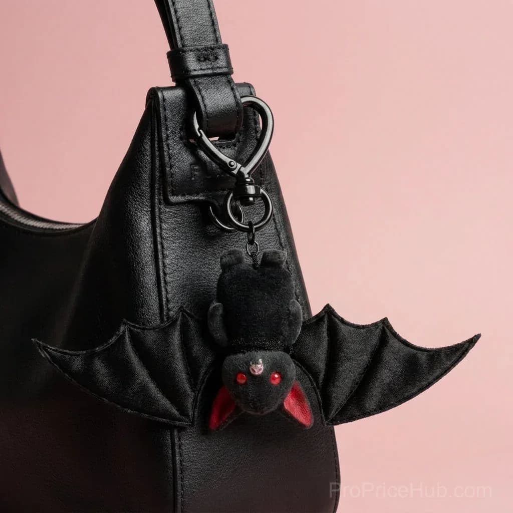 Cute Black Baby Bat Keychain Charm - Alt