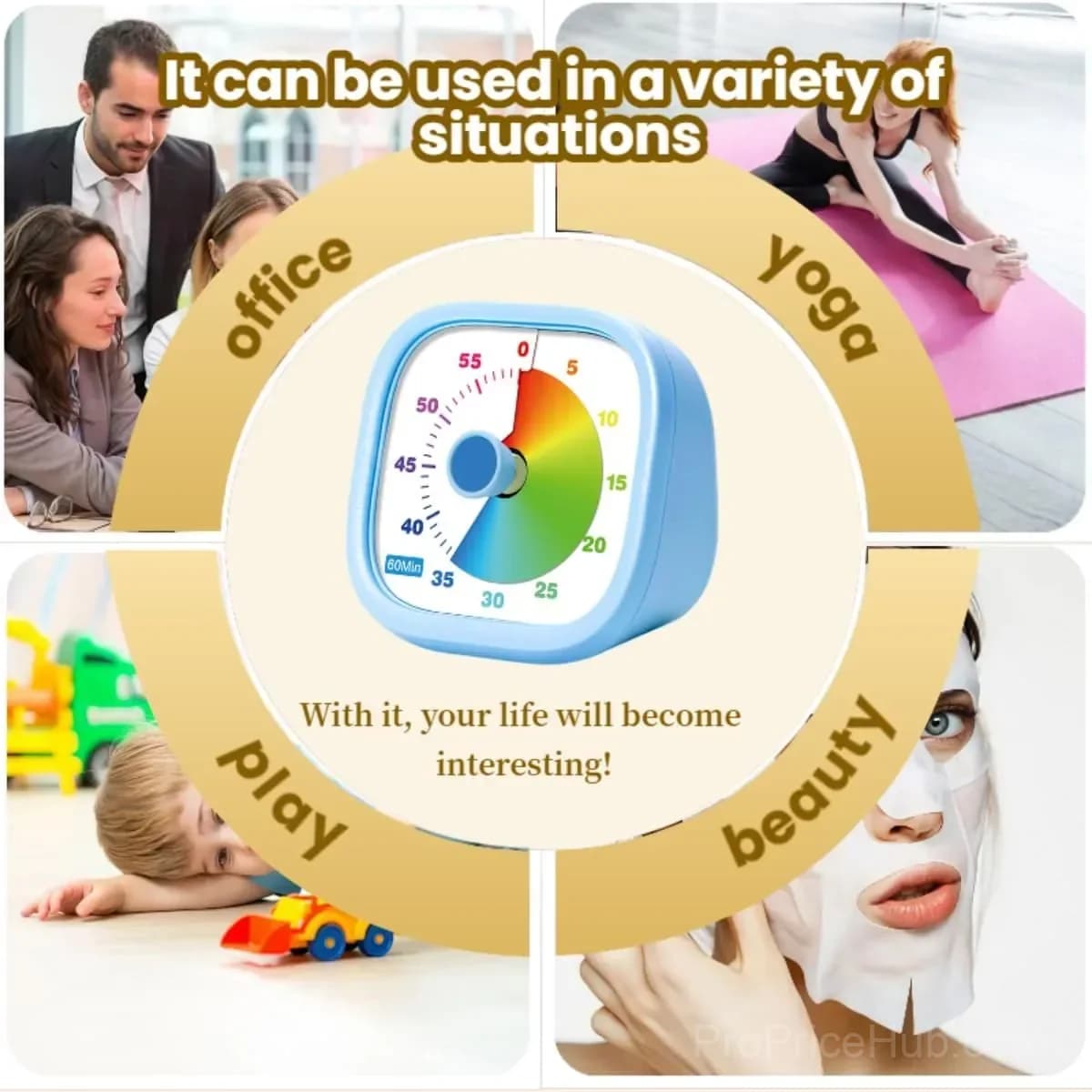 60-Minute Visual Timer for Kids, Silent Countdown, Blue - View 3