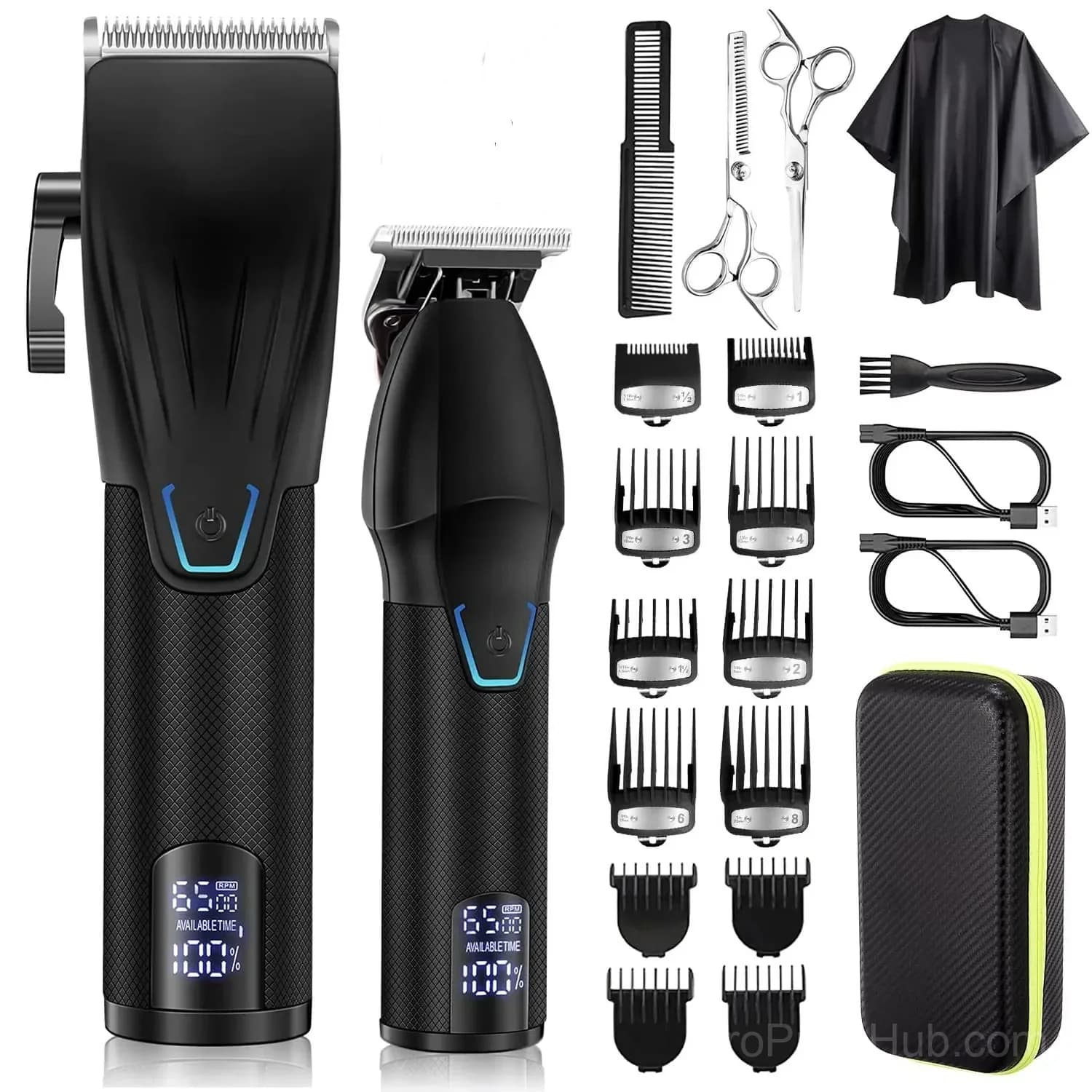 Professional Cordless Hair Clippers Trimmer Set, 1500mAh, Black - View 1