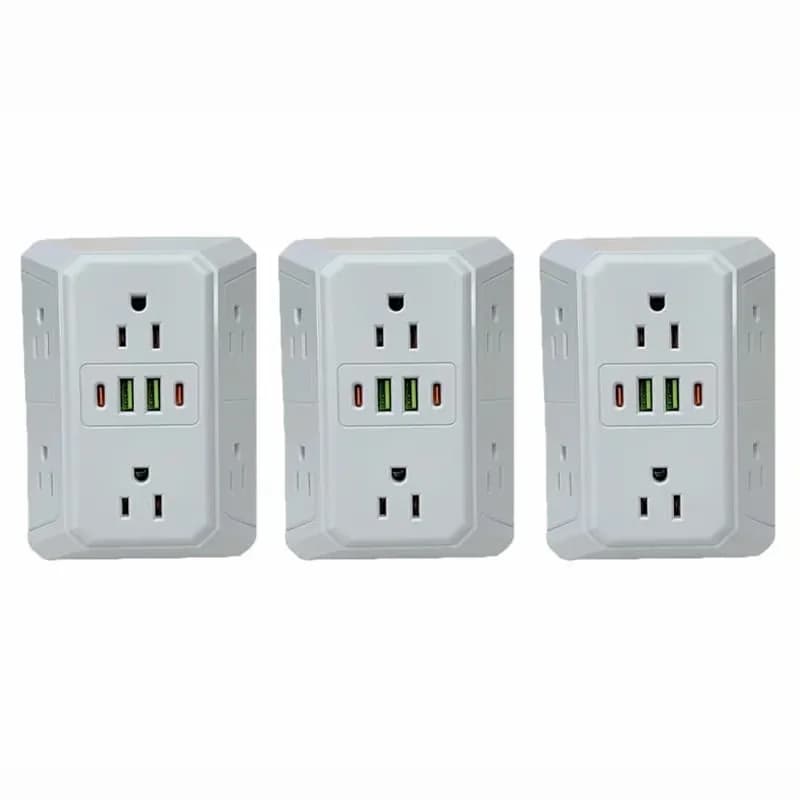 6-Outlet Multi Plug Wall Extender, White, 2-Pack - View 7