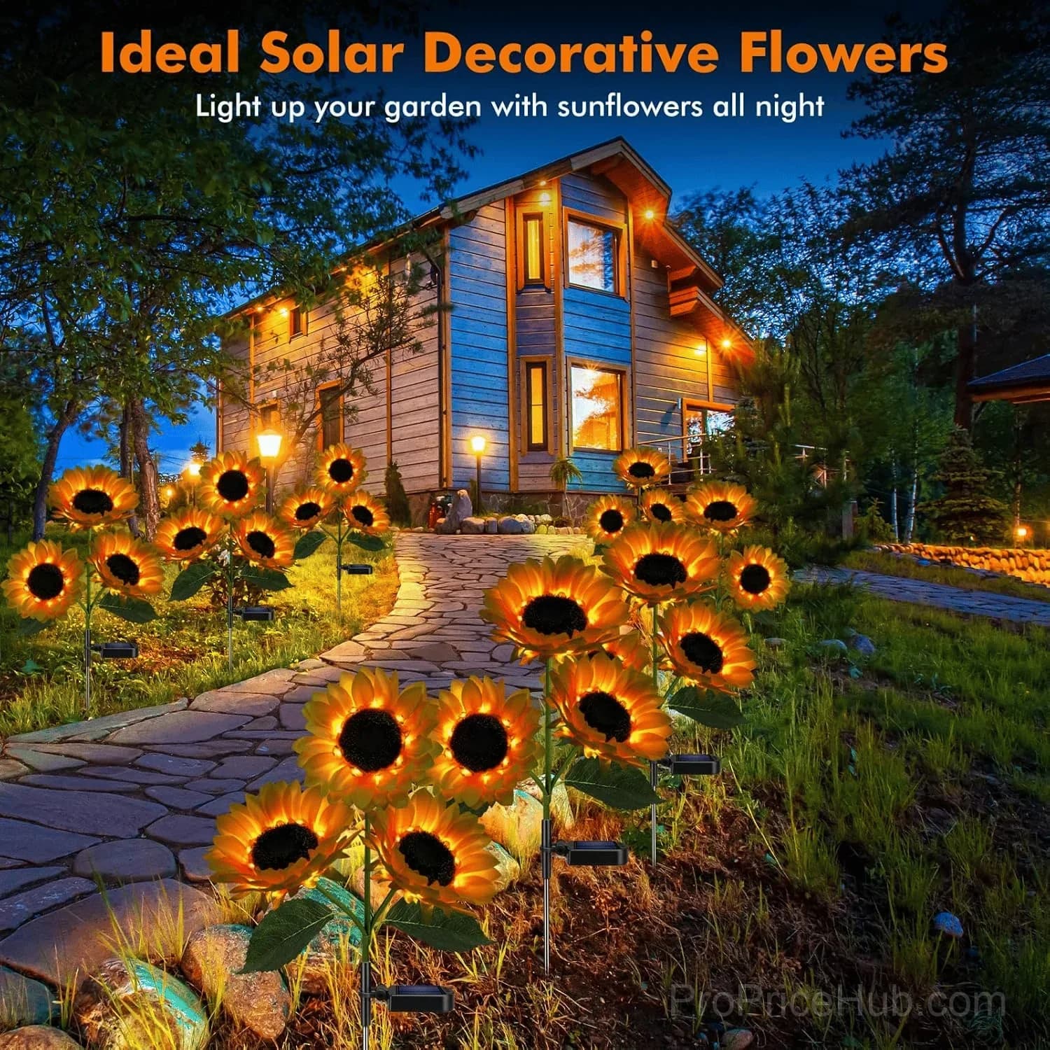 Solar Powered Sunflower Garden Lights, 2 Pack - View 5
