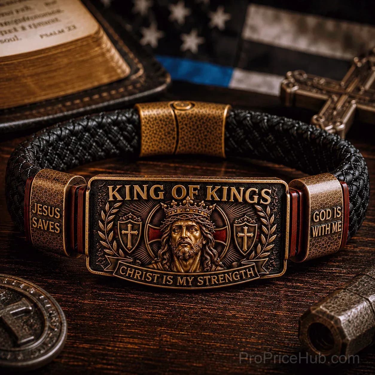 King of Kings Adjustable Christian Faith Bracelet - View 8