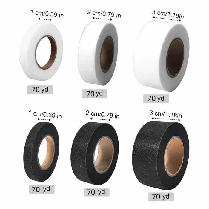 White Fabric Fusing Tape, 1cm Width, 70 yd, 3 Rolls - View 1