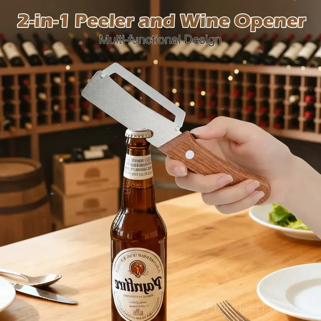 Stainless Steel Peeler with Wooden Handle and Bottle Opener - View 7