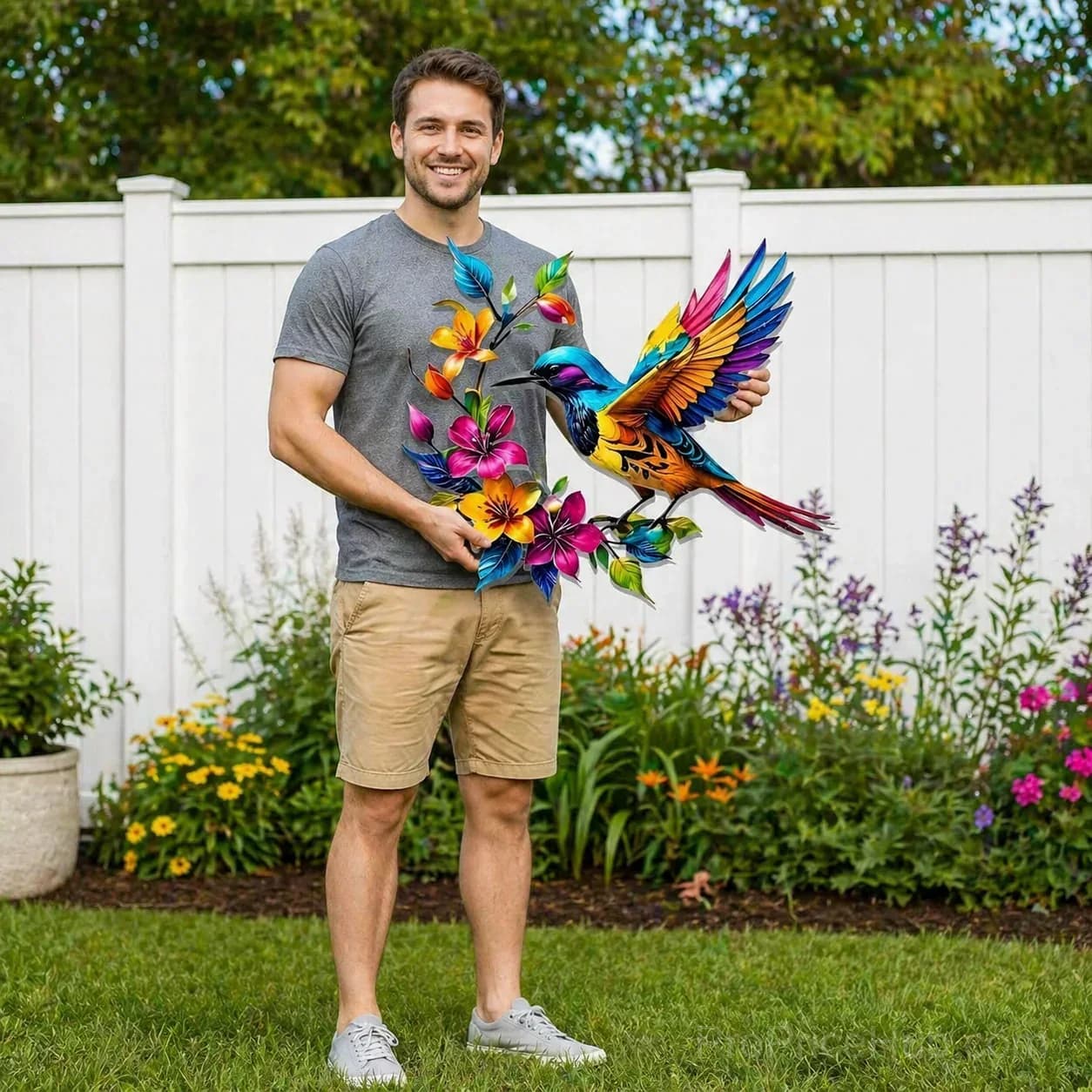 Hummingbird Bloom Metal Wall Art - View 17