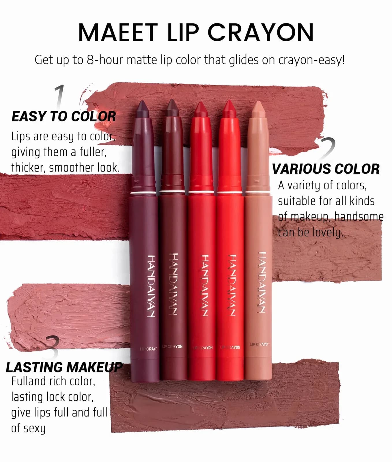 Matte Lipstick Pencil, Rotating & Sharpenable - Apricot - View 16