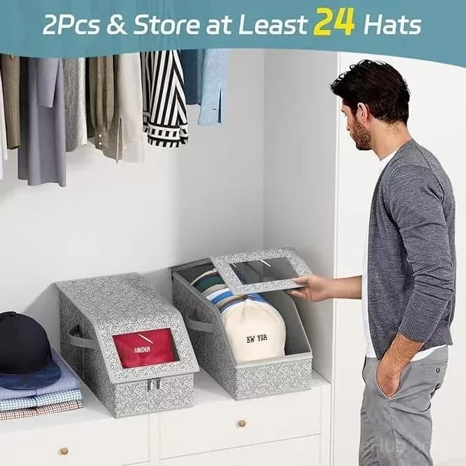 Stackable Hat Storage Boxes for Baseball Caps - View 2