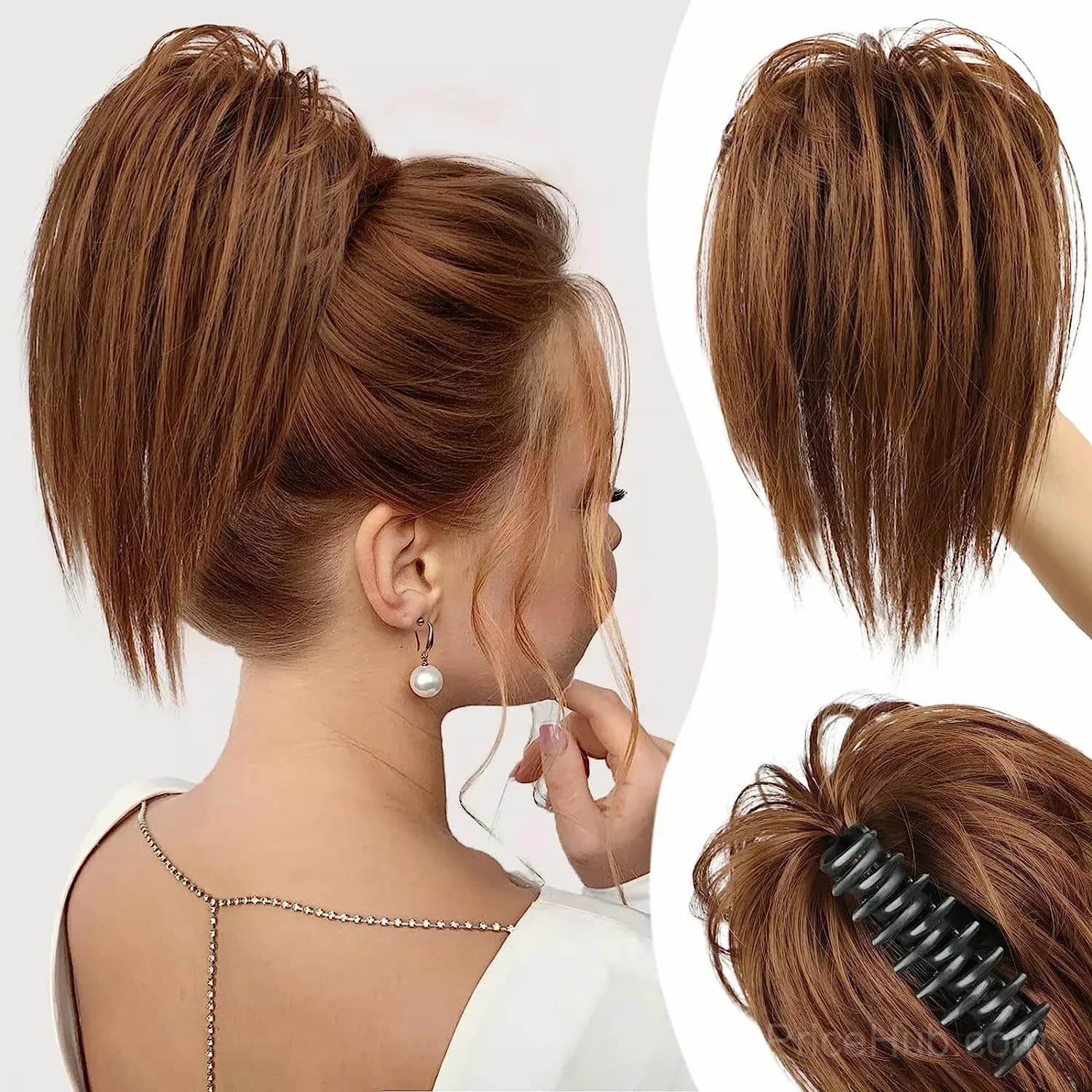Blonde Hair Extension Clip for Messy Ponytail Volume - View 13