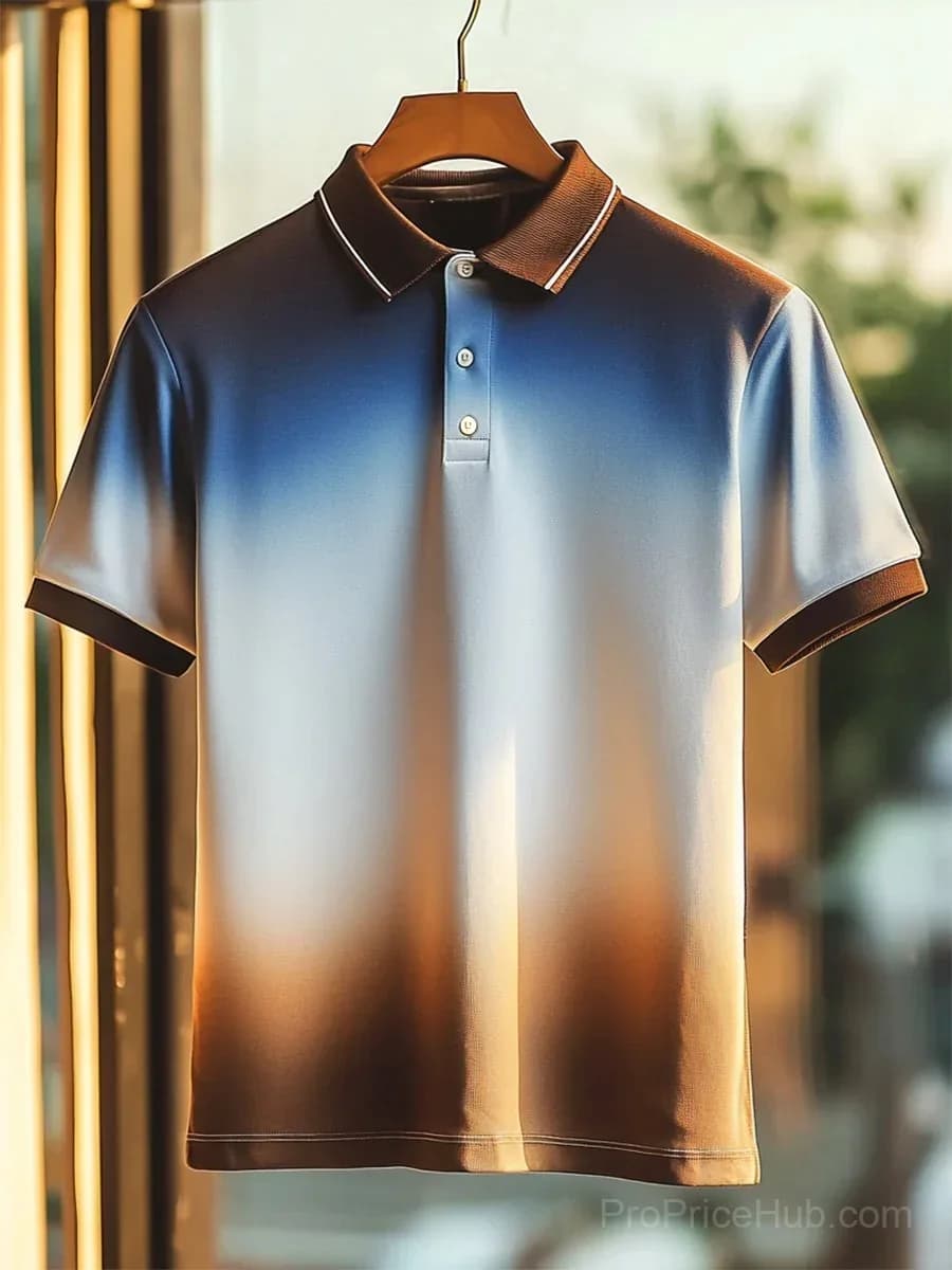 Men's Casual Short Sleeve Gradient Print Polo Shirt - View 1