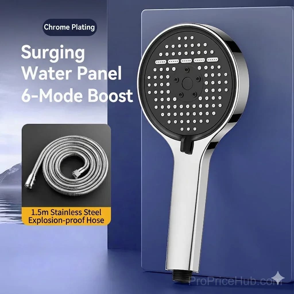 Pressurized Rain Shower Head with 7 Spray Modes - View 7