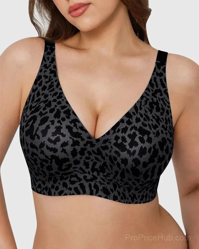 Wireless Leopard V-Neck Contour Bra - View 10