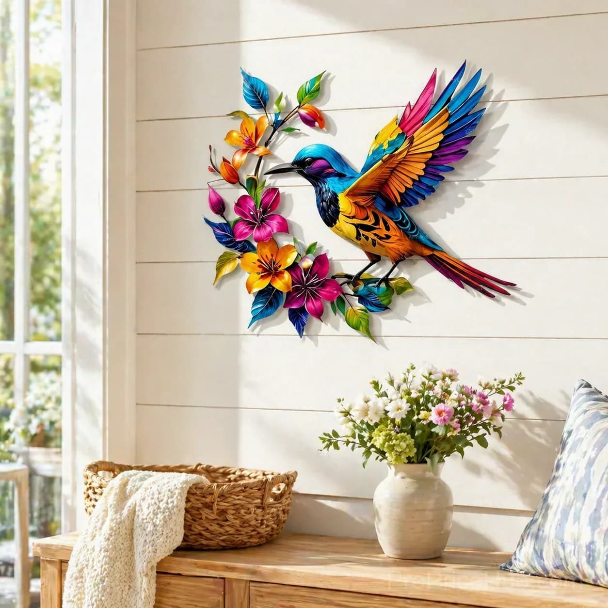 Hummingbird Bloom Metal Wall Art - View 12