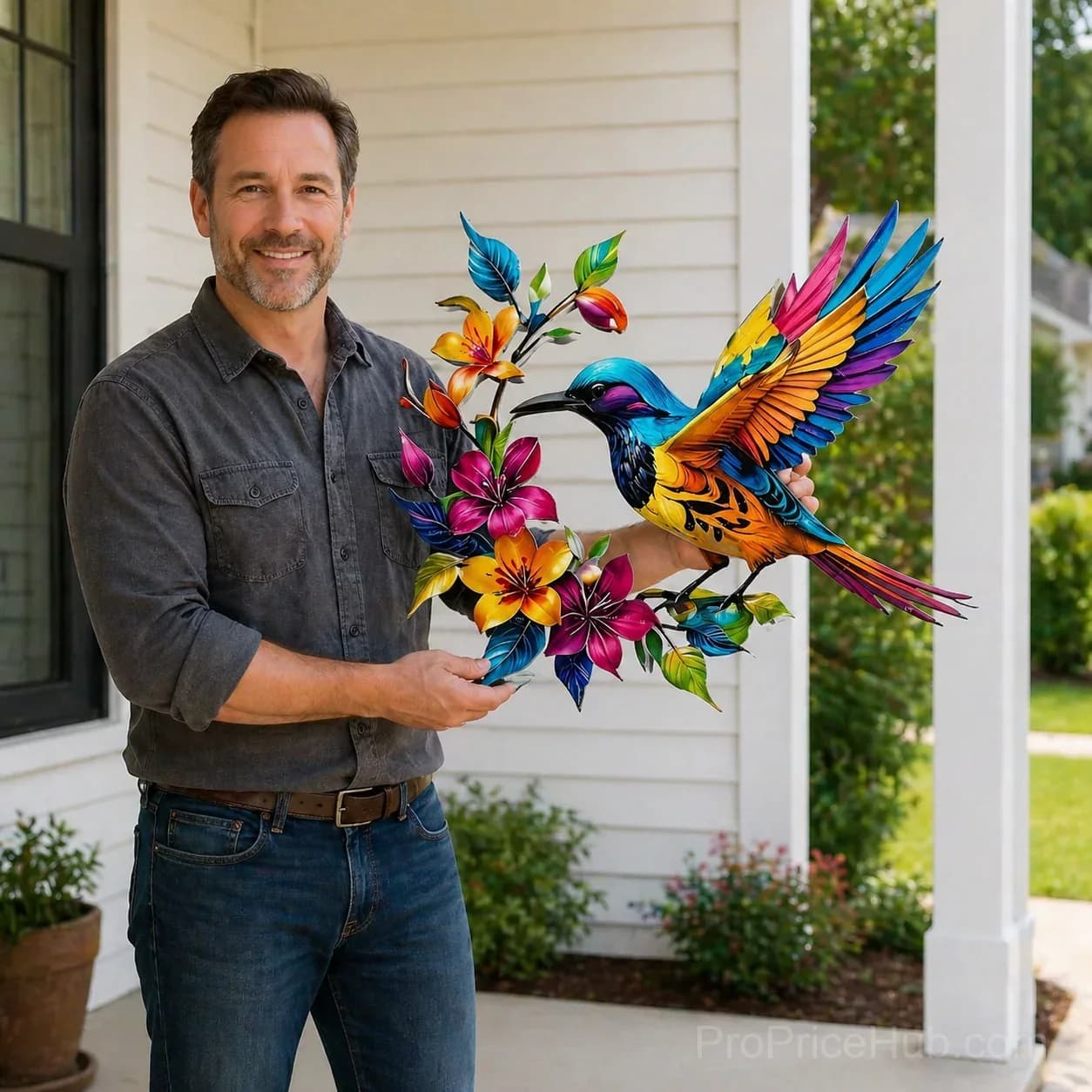 Hummingbird Bloom Metal Garden Wall Art - View 14