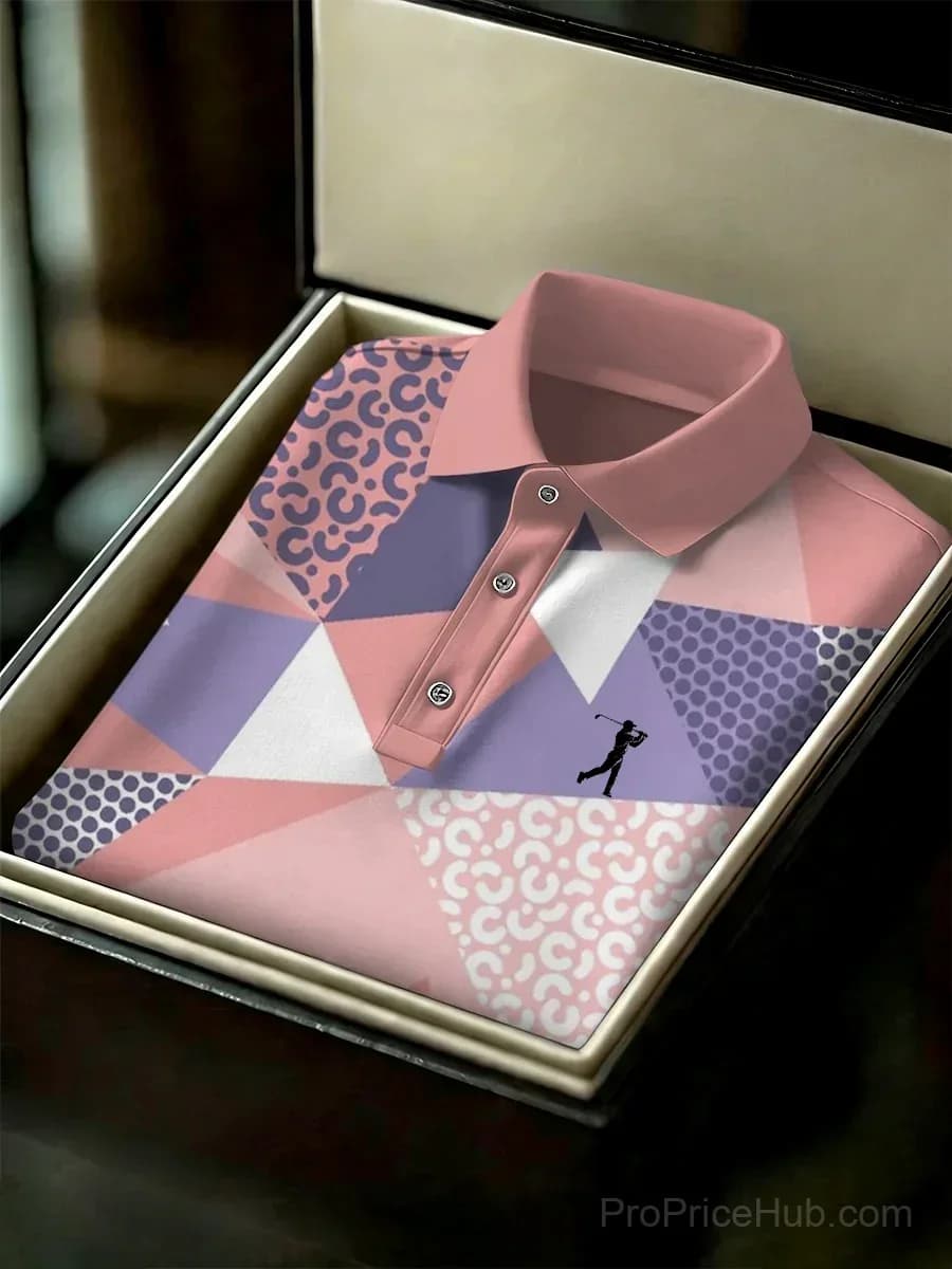 Men's Short Sleeve Printed Business Polo Shirt - View 1