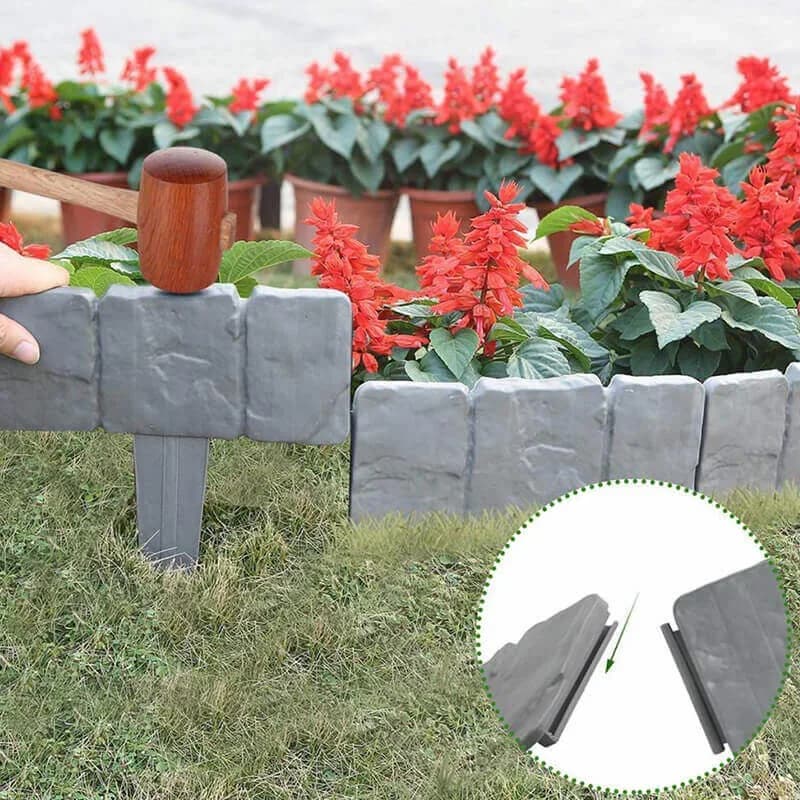 Simulated Stone Garden Fence Decorative Border - View 8