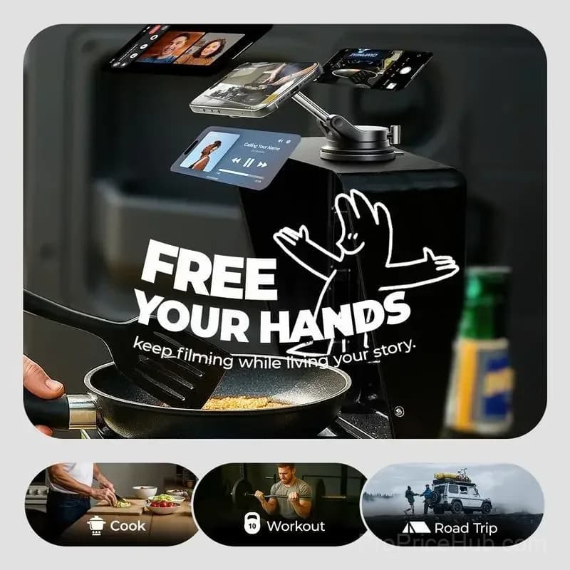 Foldable Magnetic Car Phone Holder, Black - View 7