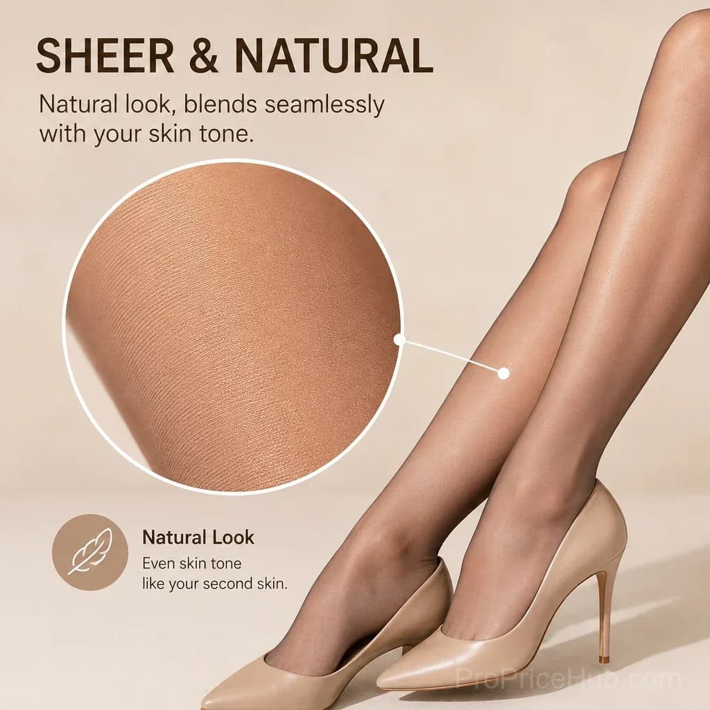 Women's Control Top Sheer Pantyhose with Run-Resistant Reinforced Toe - View 3