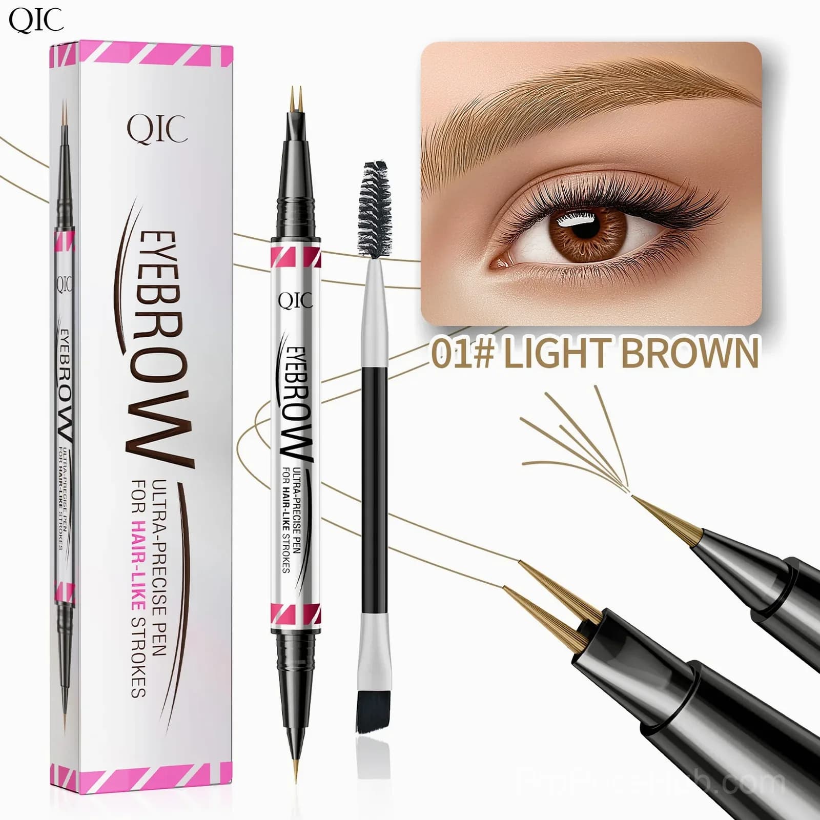 3D Waterproof Microblading Eyebrow Pen, Light Brown-Blond - View 1