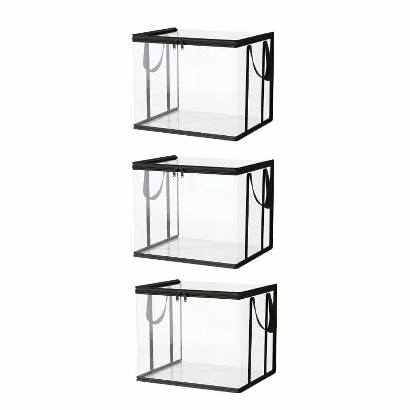 Large Clear Thick Plastic Storage Boxes with Hinged Lids, 2-Pack - View 8