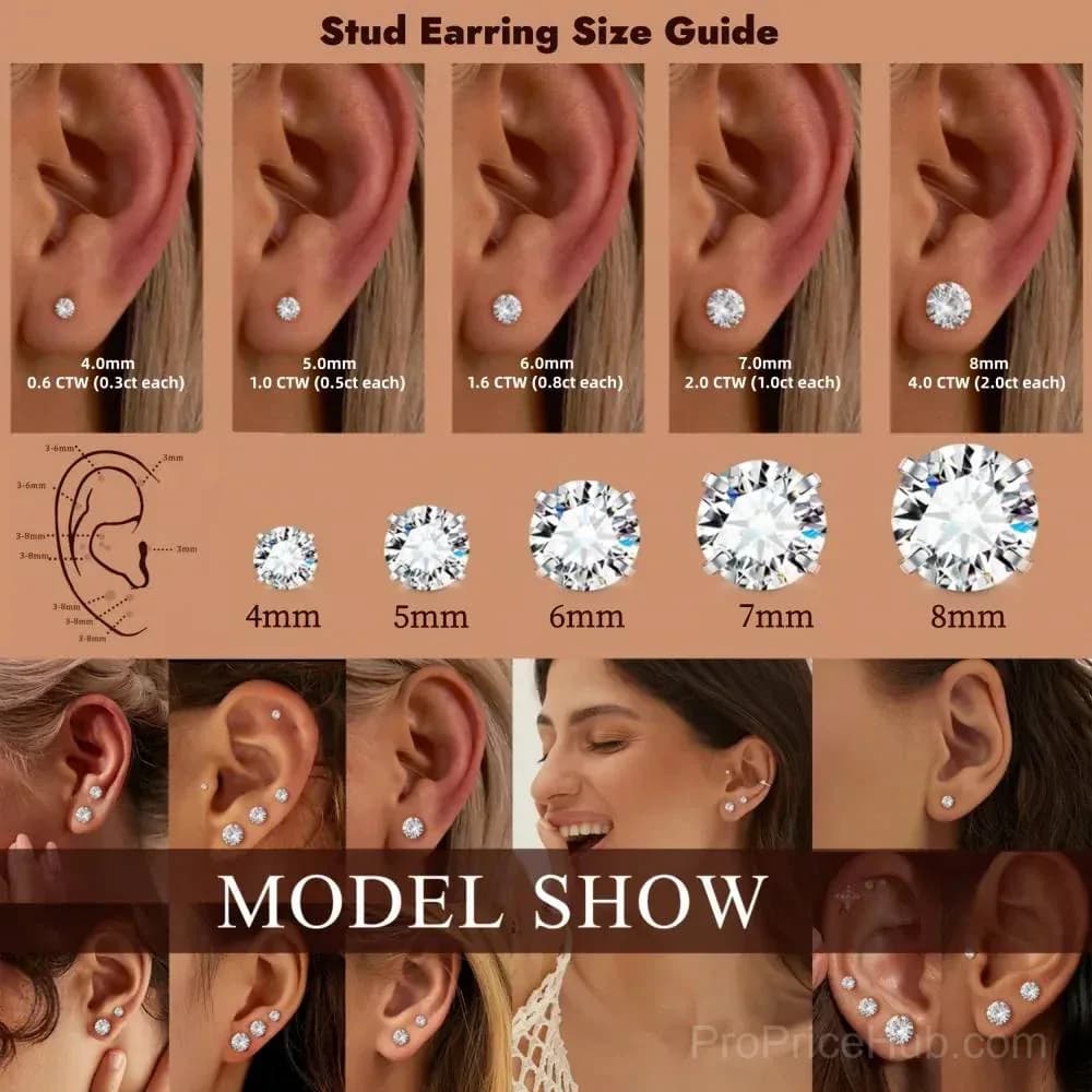 Classic 4-Prong Moissanite Earrings - View 6