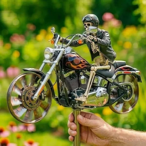 Skull Motorcycle Windmill - View 2