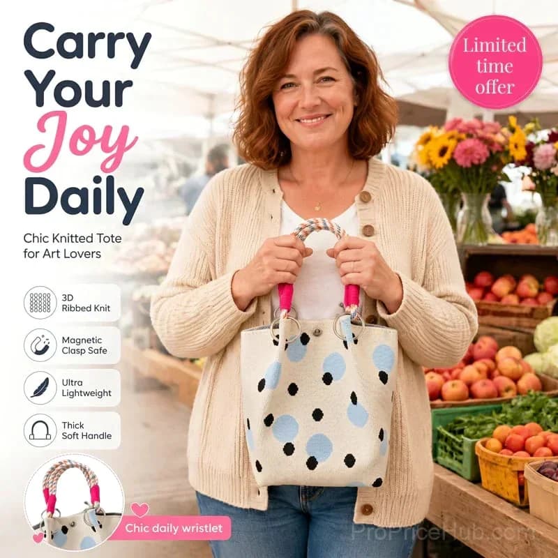 Polka Dot Handbag for Women – Roomy Classic Print Everyday Bag - View 1