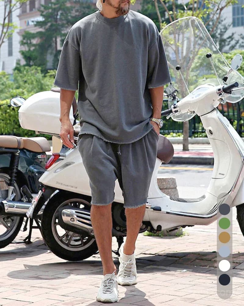 Men's Casual Loose Fit Solid Sports Set (M-8XL) - View 12