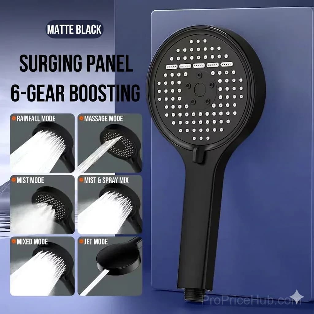Pressurized Rain Shower Head with 7 Spray Modes - View 5