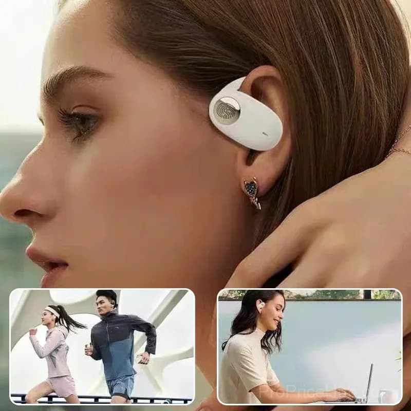 Sporty Hanging Ear Bluetooth Earphones, Black - View 9