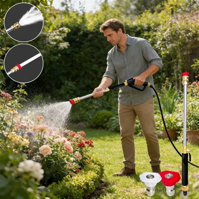 High-Pressure Hose Spray Gun with Brush Attachment - View 12