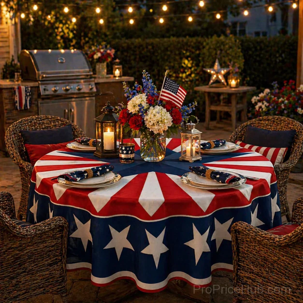Patriotic Starburst Round Tablecloth - July 4th Independence Day Decor & Outdoor Picnic Cover - View 18