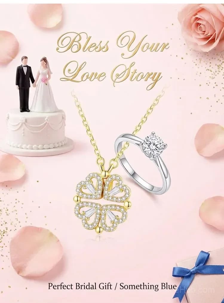 Transformable Lucky Heart Clover Pendant Necklace - View 17