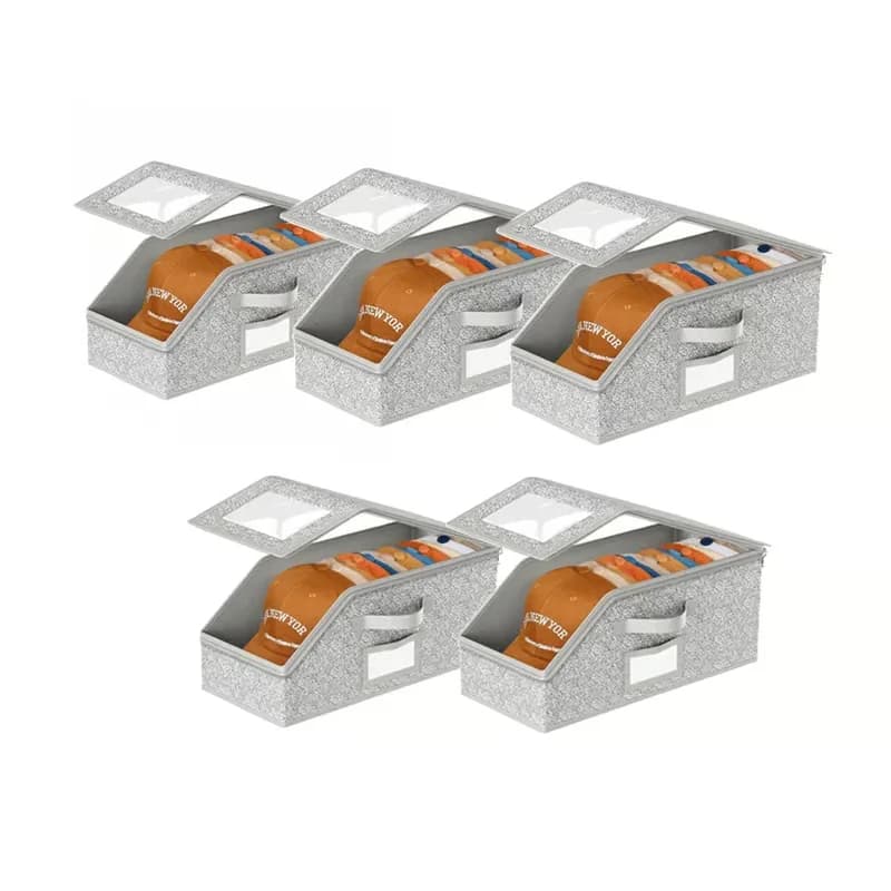 Foldable Dust-Proof Hat Storage Box, Gray, 1 Pack - View 3