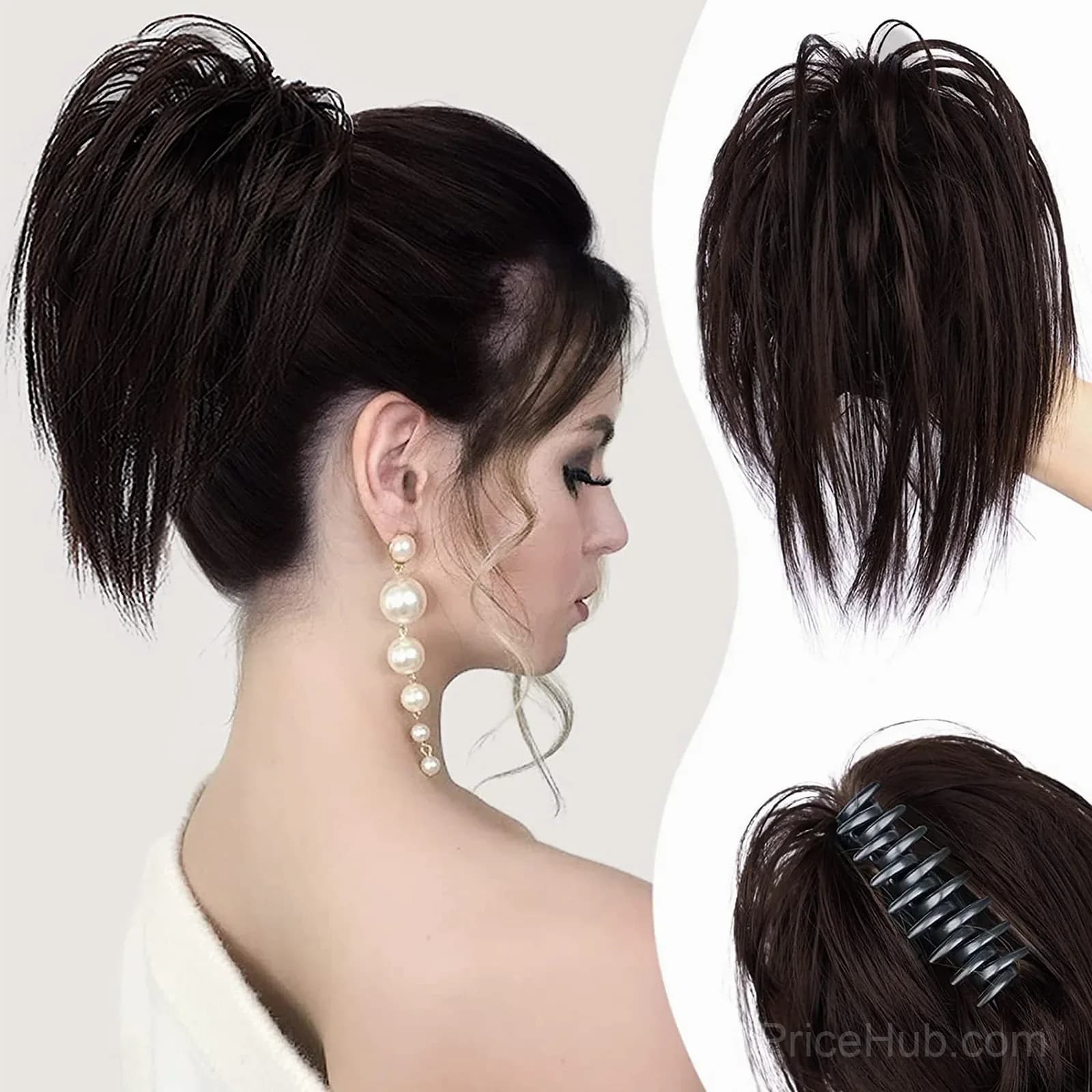 Blonde Hair Extension Clip for Messy Ponytail Volume - View 7