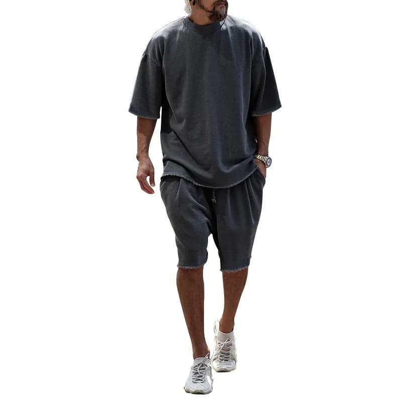 Men's Casual Loose Fit Solid Sports Set - M to 8XL - View 21