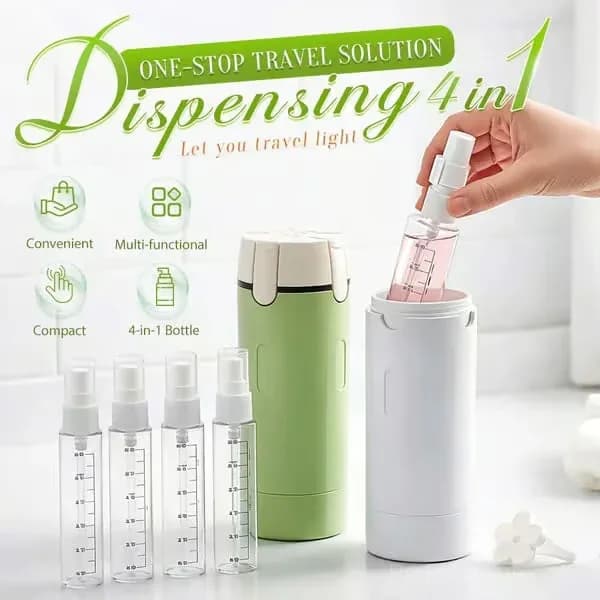 4-in-1 Refillable Travel Toiletry Dispenser, Green, No Bag - View 5