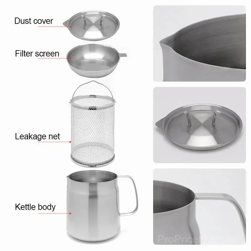 1.5L 304 Stainless Steel Oil Filter Pot with Strainer Net - View 3