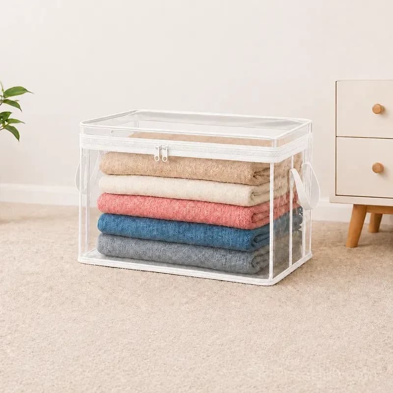 Portable Large Heavy-Duty Clear Plastic Storage Box with Hinged Lid - View 14