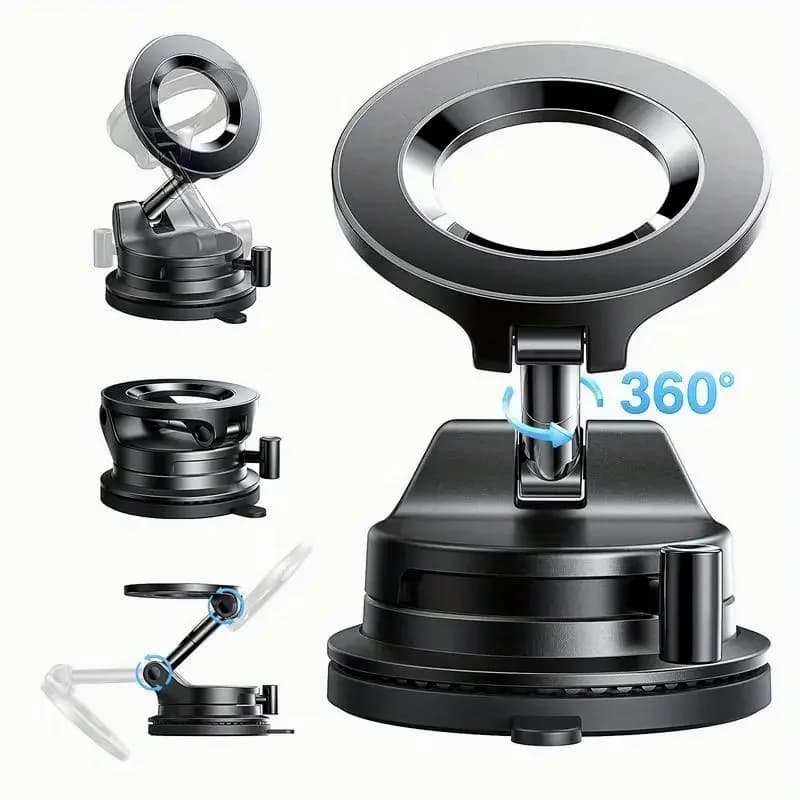 Foldable Magnetic Car Phone Holder, Black - View 1
