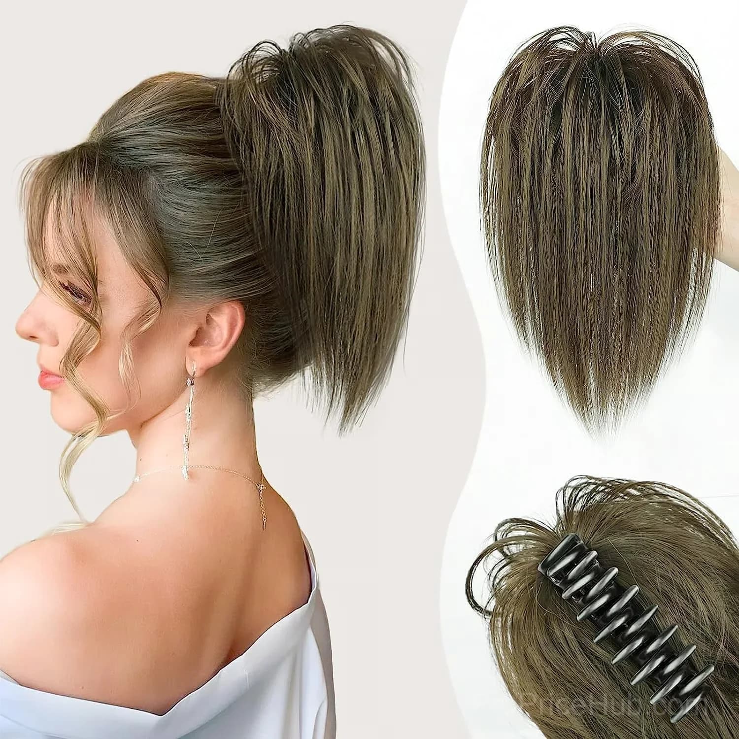 Blonde Hair Extension Clip for Messy Ponytail Volume - View 14