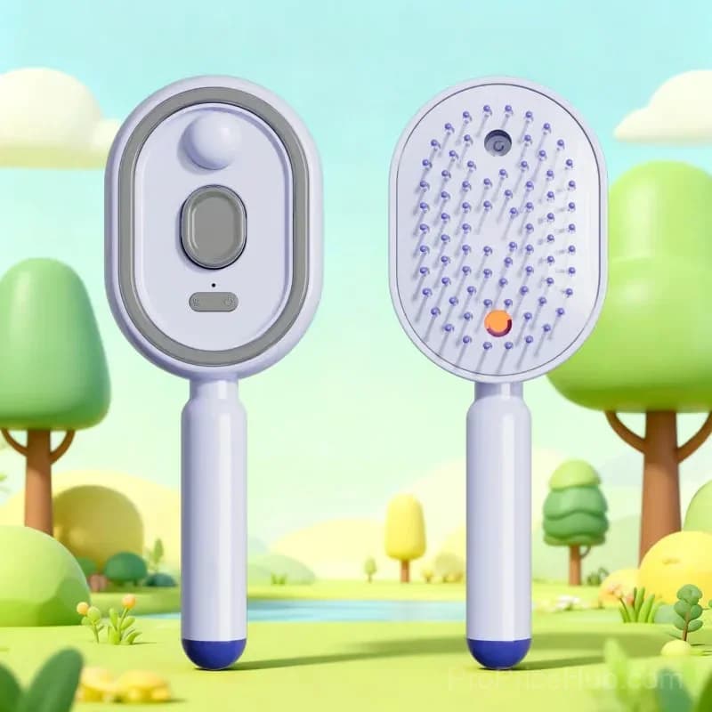 Electric Spray Massage Hair Comb, Beige - View 9