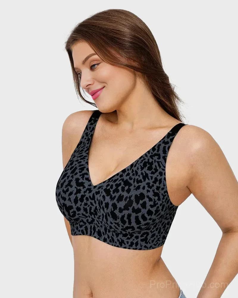Wireless Leopard V-Neck Contour Bra - View 11