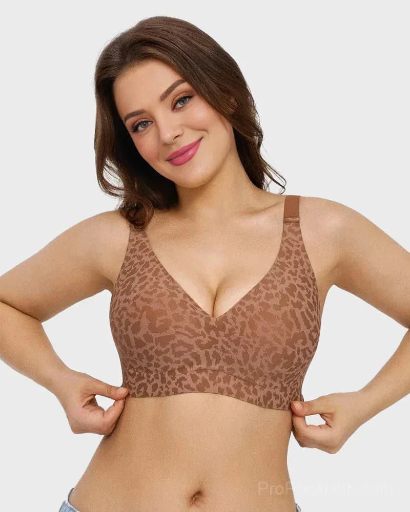 Wireless Leopard V-Neck Contour Bra - View 2