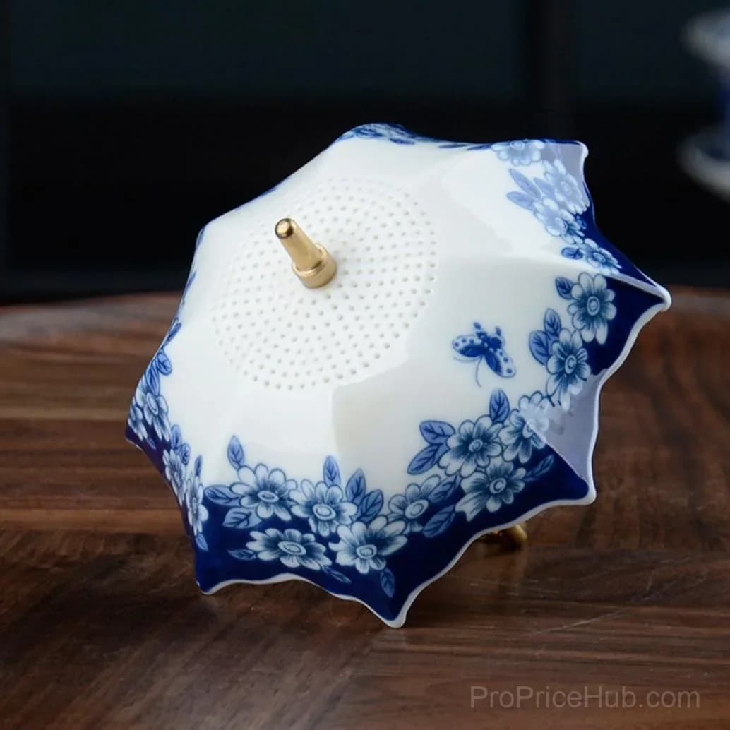 Blue and White Porcelain Umbrella Tea Infuser Set - View 1