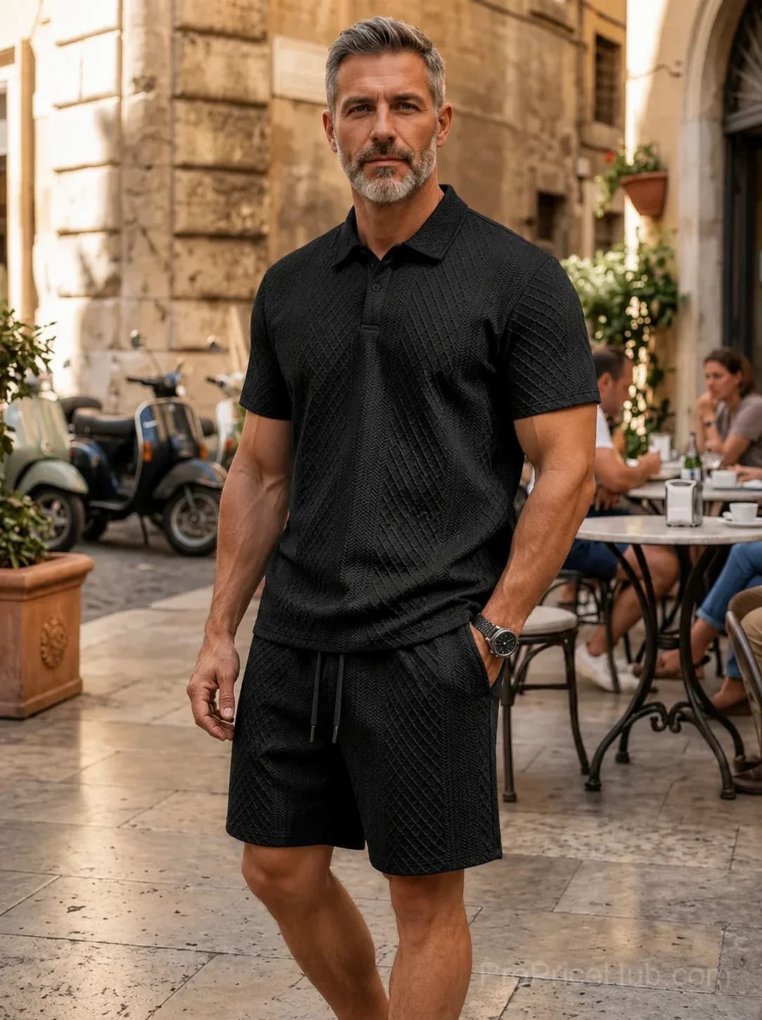 Men's Casual 2-Piece Polo Shirt and Shorts Set - View 1