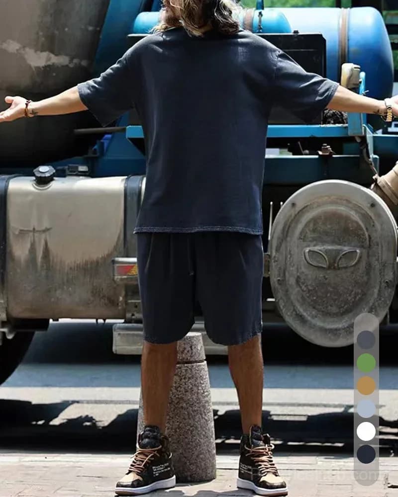 Men's Casual Loose Fit Solid Sports Set (M-8XL) - View 15