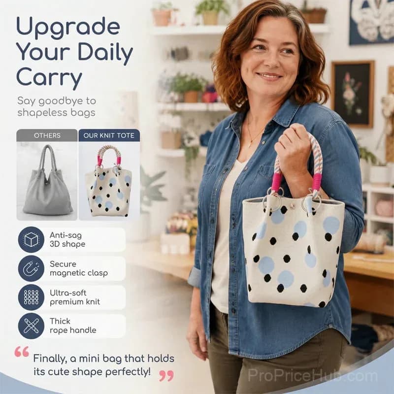 Polka Dot Handbag for Women – Roomy Classic Print Everyday Bag - View 2