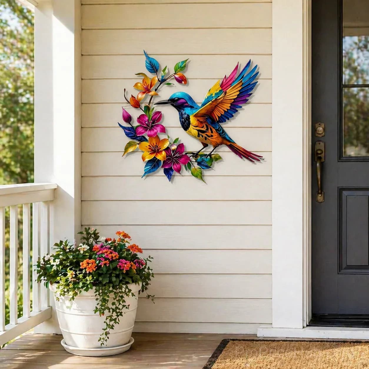 Hummingbird Bloom Metal Garden Wall Art - View 18